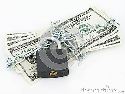 Dollars, Chained and Locked Stock Photo