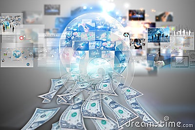 Dollars flying away from business global Stock Photo