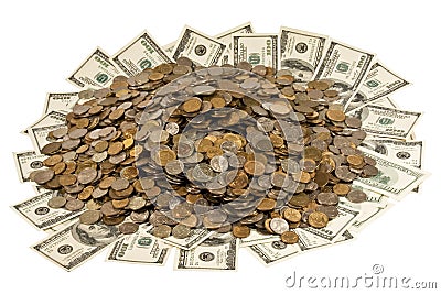 Dollars and russian money. Stock Photo