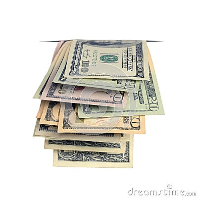 Dollars in the slit. Stock Photo