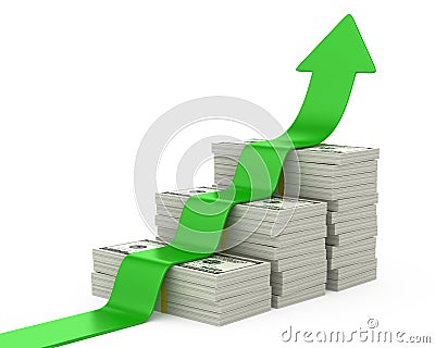 Dollars stairway and upward arrow Cartoon Illustration