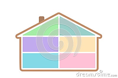 Dollhouse with empty place for rooms, in cross section Vector Illustration