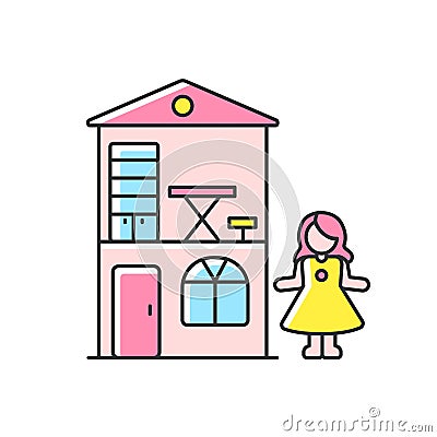 Dollhouse RGB color icon Vector Illustration