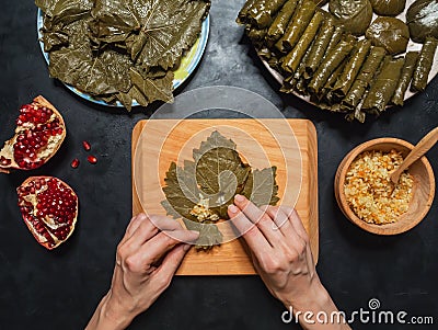 Dolma Stuffed Grape leaves. Mediterranean cuisine Stock Photo