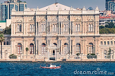 Dolmabahce Palace front view, facade. Tourism destination in Istanbul Editorial Stock Photo