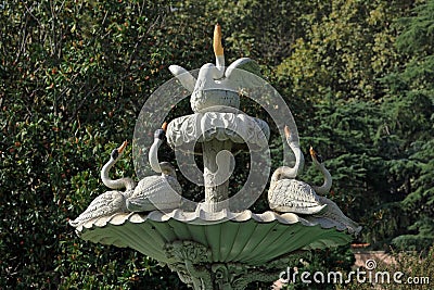 Dolmabahce Palace. View of the beautiful sculptural fountain in Selamlik garden. Istanbul, Turkey Editorial Stock Photo