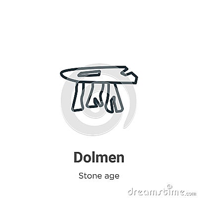 Dolmen outline vector icon. Thin line black dolmen icon, flat vector simple element illustration from editable stone age concept Vector Illustration