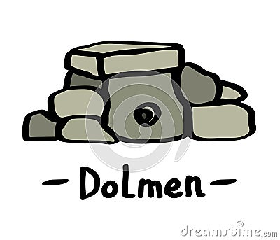 Dolmen and stones on a white background. Vector Illustration