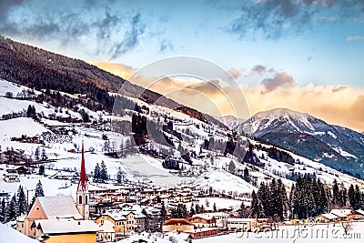 dolomite panorama trentino alto adige val ridanna church mountai Stock Photo