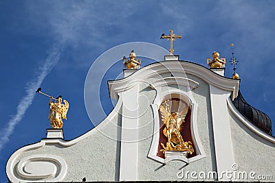 Dolomites, Italy - San Candido, Church of San Michele Stock Photo