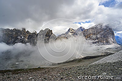 Dolomites landscape, rocks and mountains in the UNESCO list in South Tyrol in Italy Stock Photo