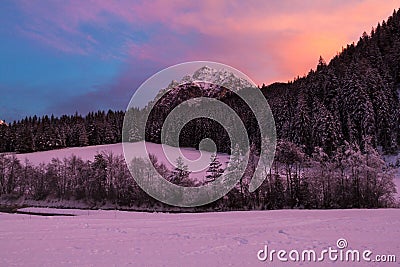 Dolomites landscape at sunset Stock Photo