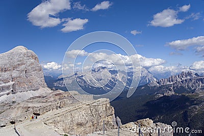 Dolomites view from Lagazuoi refuge Stock Photo