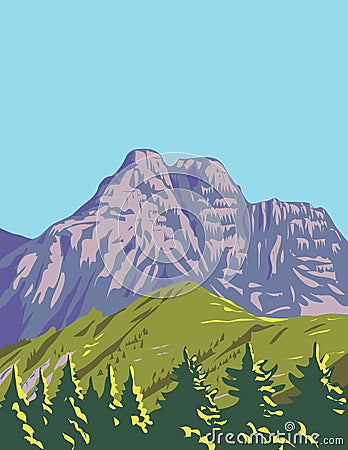 Dolomiti Bellunesi National Park in Belluno Veneto Italy WPA Art Deco Poster Vector Illustration