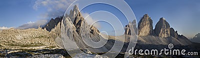 Dolomiti landscape. Mount Paterno and Tre Cime Stock Photo