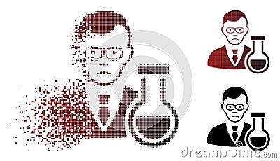 Dolor Shredded Pixel Halftone Chemist Icon Vector Illustration