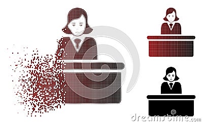 Dolor Decomposed Pixelated Halftone Official Lady Icon Vector Illustration