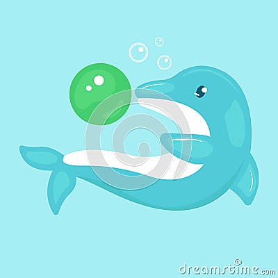 Dolphin cute mascot logo design illustration Vector Illustration
