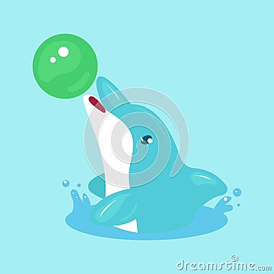 Dolphin cute mascot logo design illustration Vector Illustration