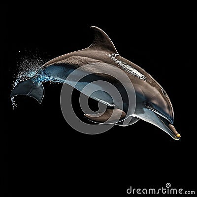 Dolphin on black background, created with generative AI Stock Photo