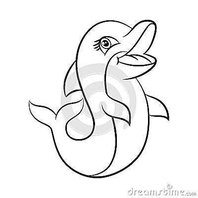 Dolphin coloring book. Vector Illustration