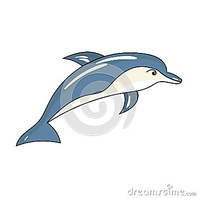 Dolphin icon in cartoon style isolated on white background. Sea animals symbol stock vector illustration. Vector Illustration