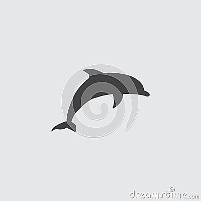 Dolphin icon in a flat design in black color. Vector illustration eps10 Vector Illustration