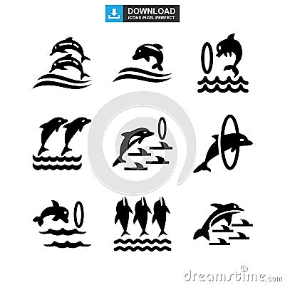 Dolphin icon or logo isolated sign symbol vector illustration Vector Illustration