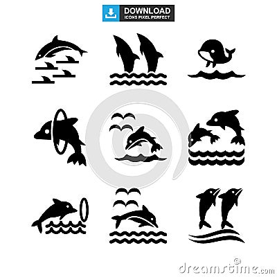 Dolphin icon or logo isolated sign symbol vector illustration Vector Illustration