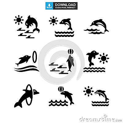 Dolphin icon or logo isolated sign symbol vector illustration Vector Illustration