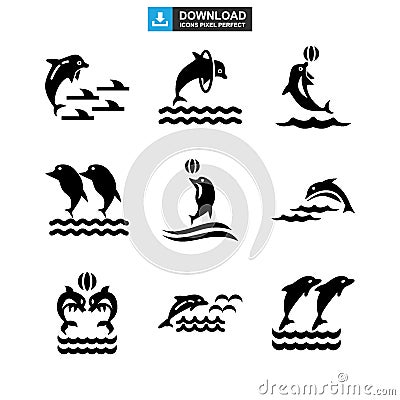Dolphin icon or logo isolated sign symbol vector illustration Vector Illustration