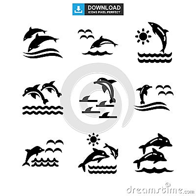 Dolphin icon or logo isolated sign symbol vector illustration Vector Illustration