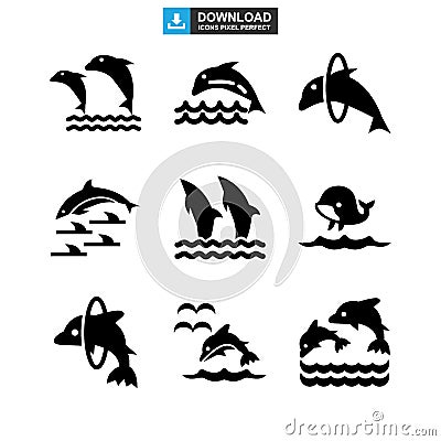 Dolphin icon or logo isolated sign symbol vector illustration Vector Illustration