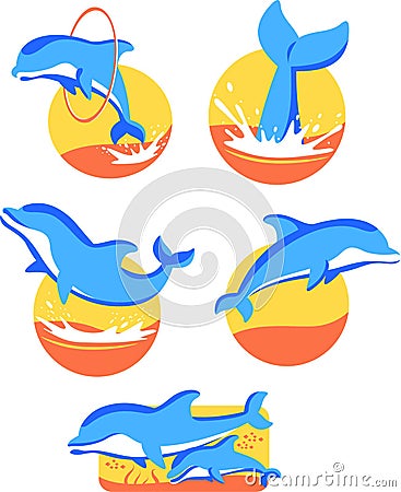 Dolphin icons Cartoon Illustration