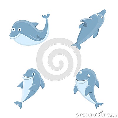 Dolphin icons set cartoon . Sea and ocean animal Stock Photo