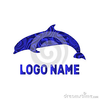 Dolphin isolated on a white background. Logo template in marble design Stock Photo