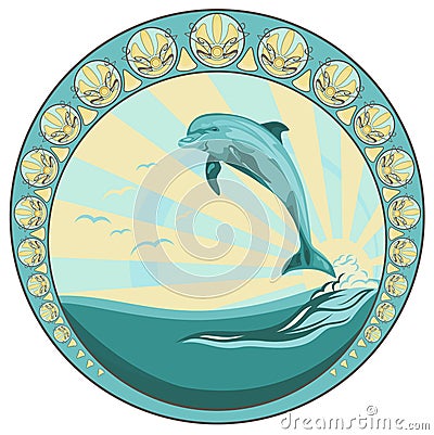 Dolphin jumping Vector Illustration