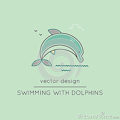 Dolphin line icon Vector Illustration