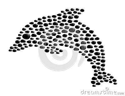 Dolphin made from black stones Vector Illustration