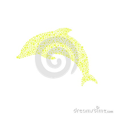 Dolphin made of yellow balls Vector Illustration