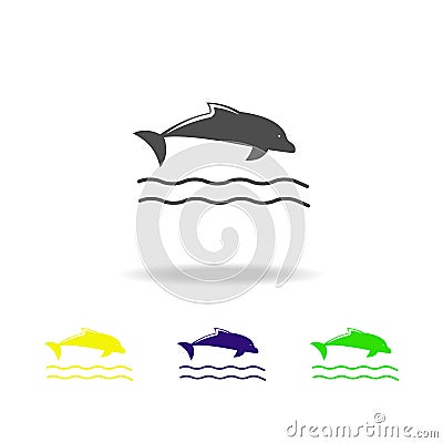dolphin multicolored icons. Element of beach holidays multicolored icons can be used for web, logo, mobile app, UI, UX Stock Photo