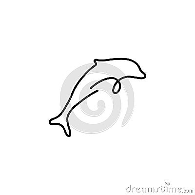 Dolphin one line icon. Element of animal icon. Thin line icon for website design and development, app development. Premium icon Stock Photo