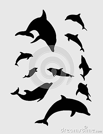 Dolphin Silhouettes Vector Illustration