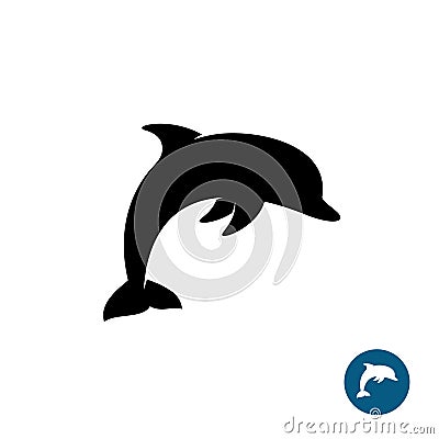 Dolphin simple black silhouette logo. Vector Illustration