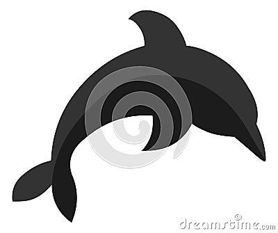 Dolphin simple black silhouette symbol Cartoon Illustration