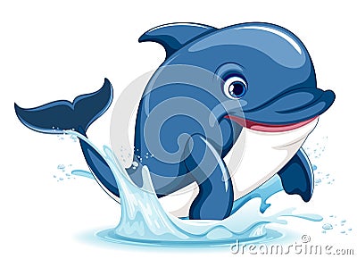 Dolphin Smiling and Jumping Vector Illustration