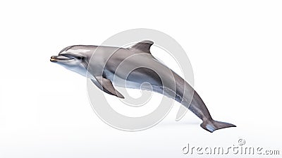 A dolphin on white background, is an aquatic mammal within the infraorder Cetacea Cartoon Illustration