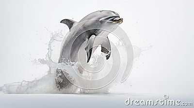A dolphin on white background, is an aquatic mammal within the infraorder Cetacea Stock Photo