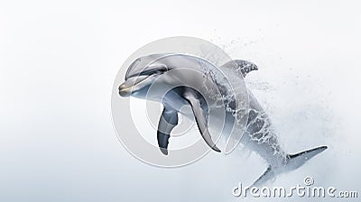 A dolphin on white background, is an aquatic mammal within the infraorder Cetacea Cartoon Illustration