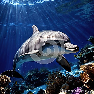 Dolphin wild animal living in nature, part of ecosystem Stock Photo